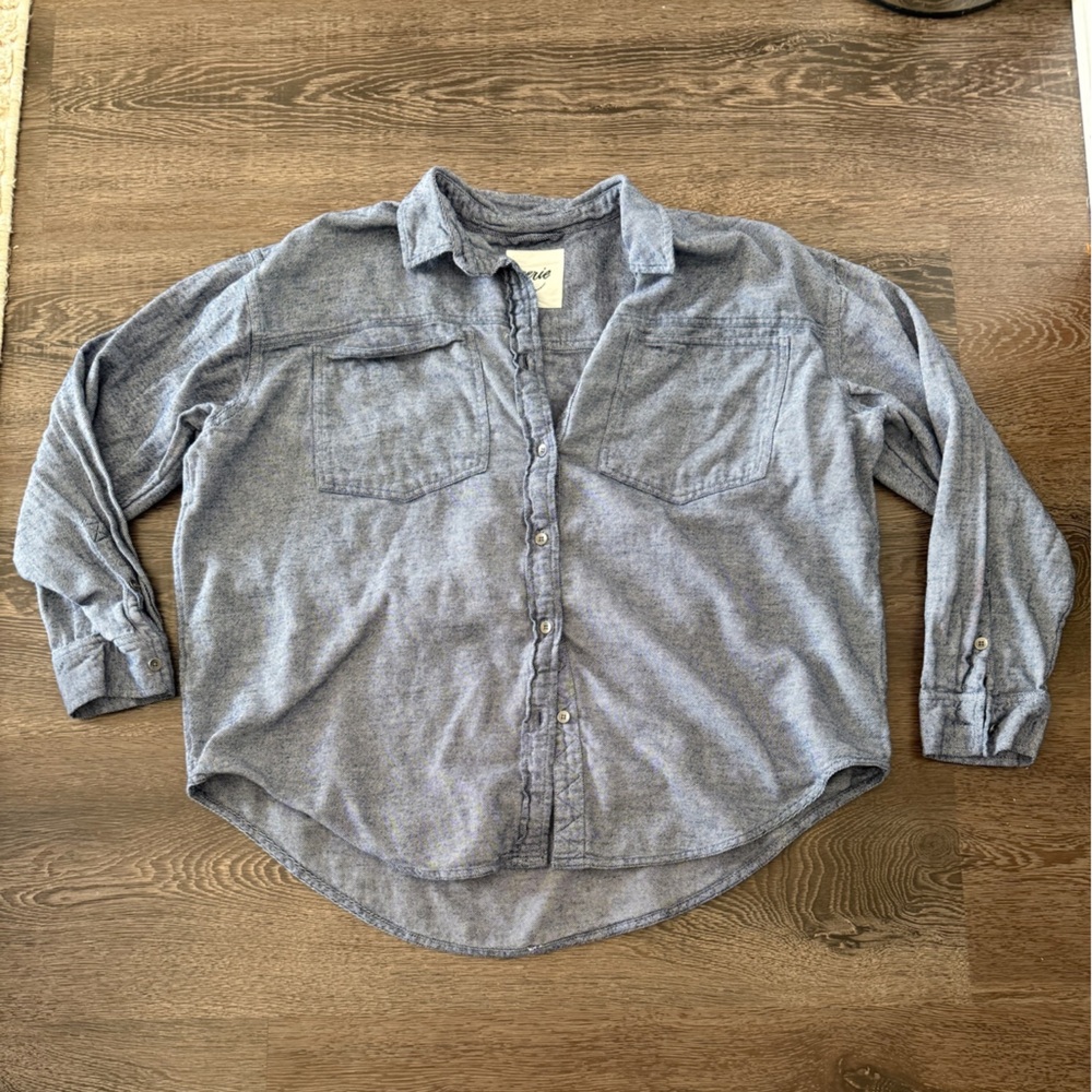 Aerie Navy Boyfriend Flannel